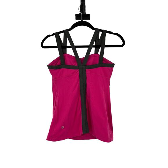 Lululemon Top Womens 8 Insight Tank Pink Gray Strappy Sleeveless Ruched Athletic - Picture 2 of 4